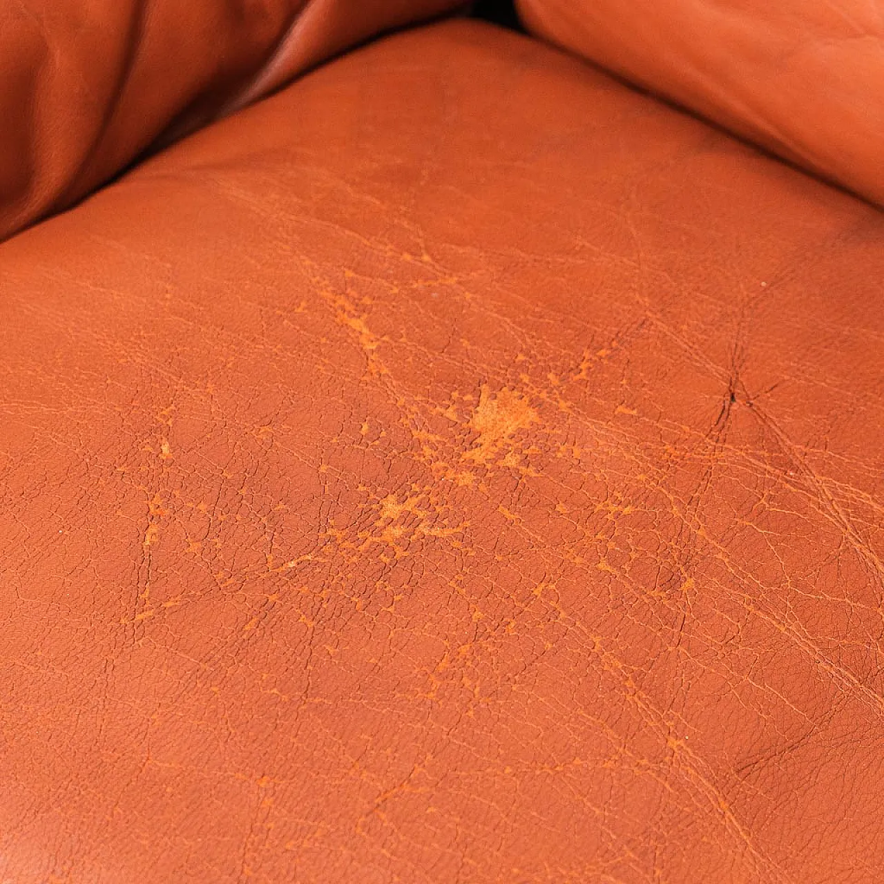 3 -seater sofa in leather and wood Mario Marenco for Mobilgirgi, 70s 13