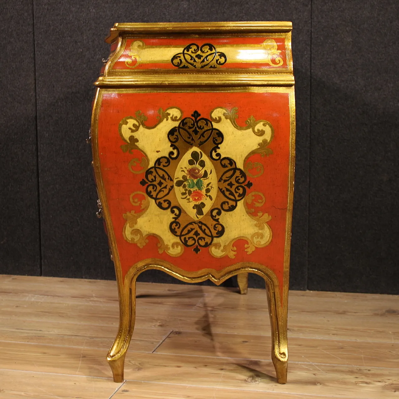 Red lacquered dresser in Tuscan style, 20th century 10