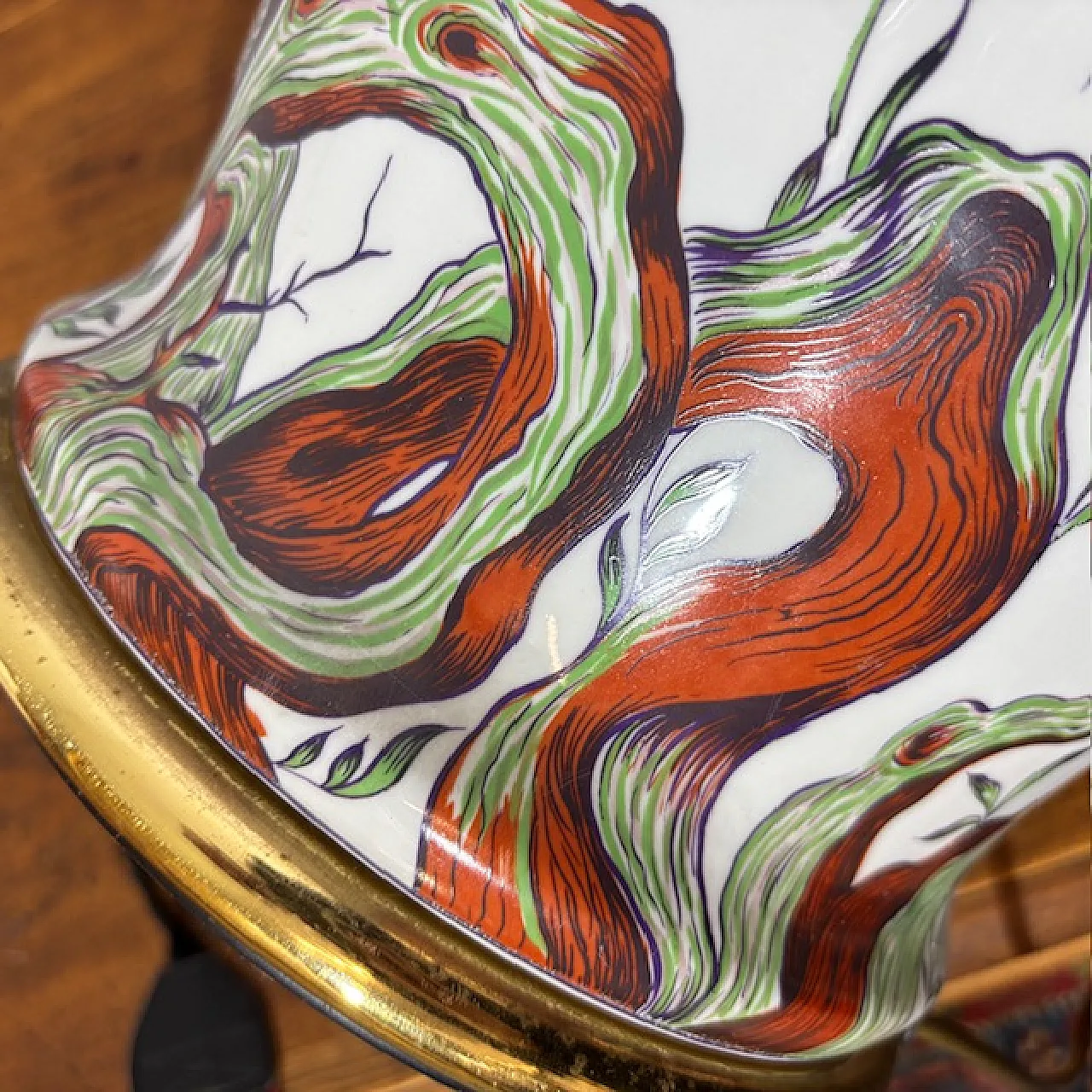 Lampada porcellana Francese dipinta a fiori, anni '40 17