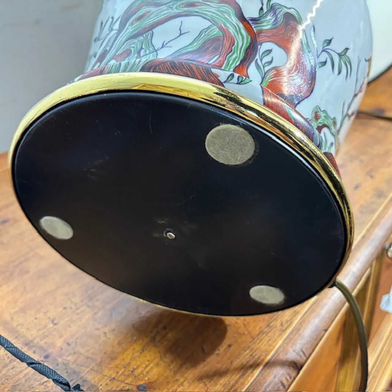 Lampada porcellana Francese dipinta a fiori, anni '40 18