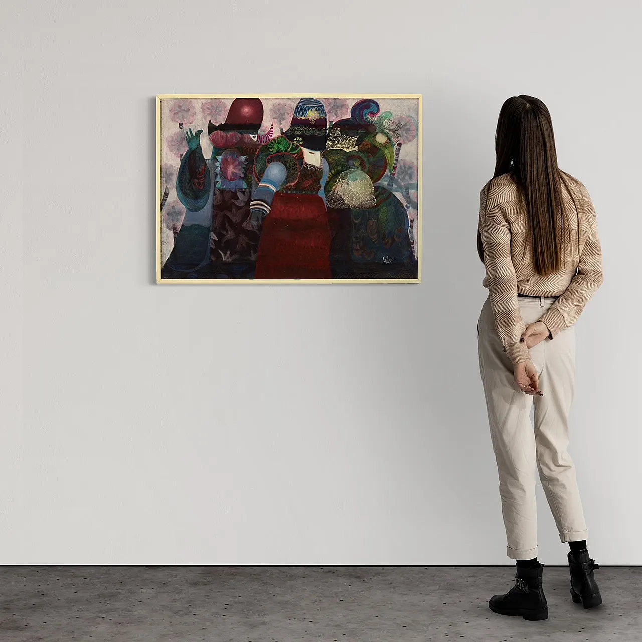 Simonetta Carpini, dipinto a tecnica mista firmato, anni '80 2