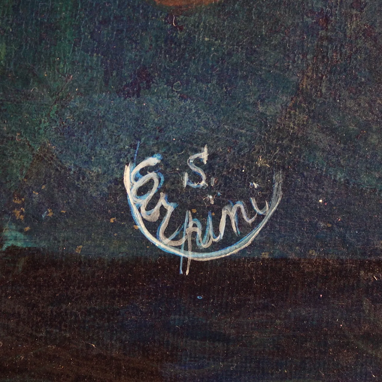 Simonetta Carpini, dipinto a tecnica mista firmato, anni '80 4