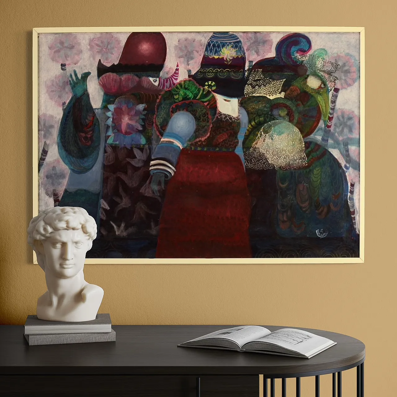 Simonetta Carpini, dipinto a tecnica mista firmato, anni '80 8