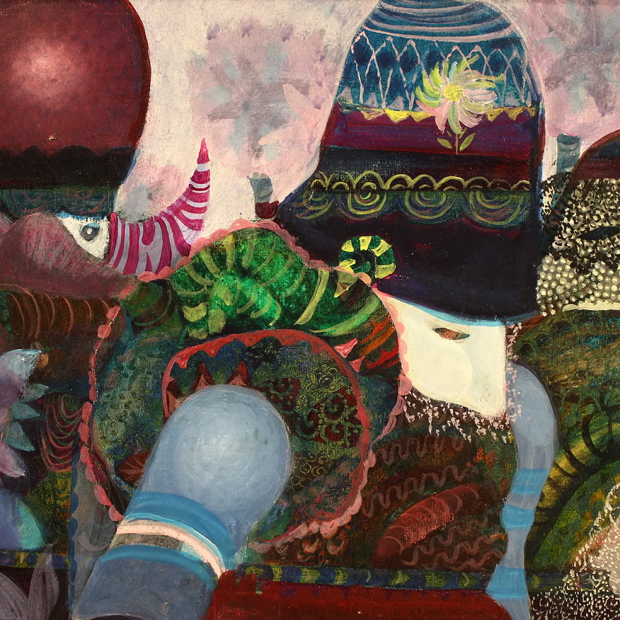 Simonetta Carpini, dipinto a tecnica mista firmato, anni '80 9