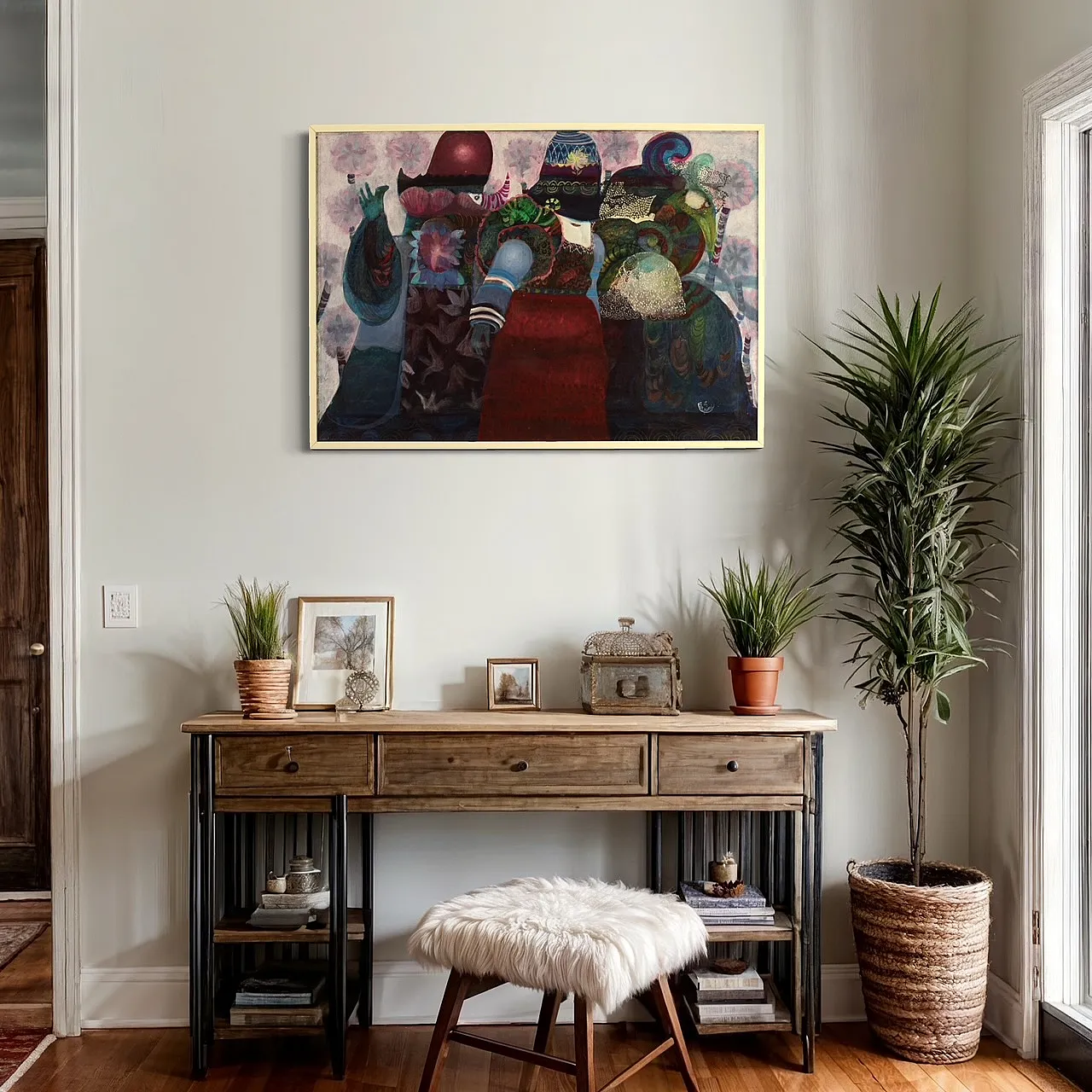 Simonetta Carpini, dipinto a tecnica mista firmato, anni '80 13