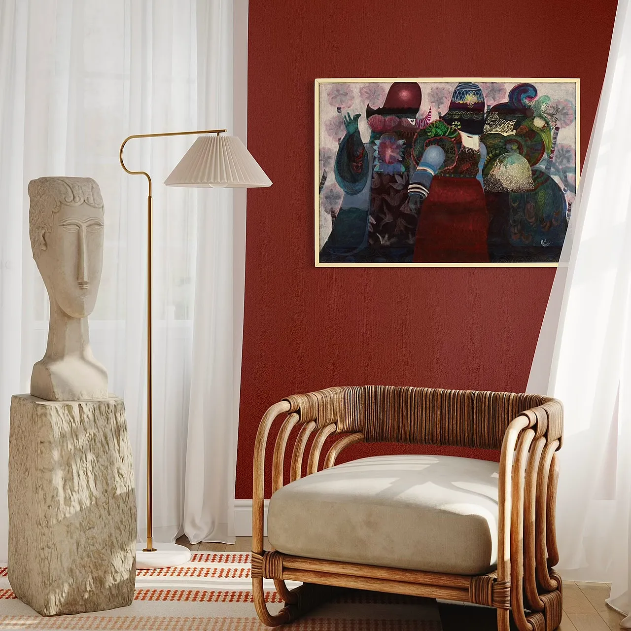 Simonetta Carpini, dipinto a tecnica mista firmato, anni '80 14