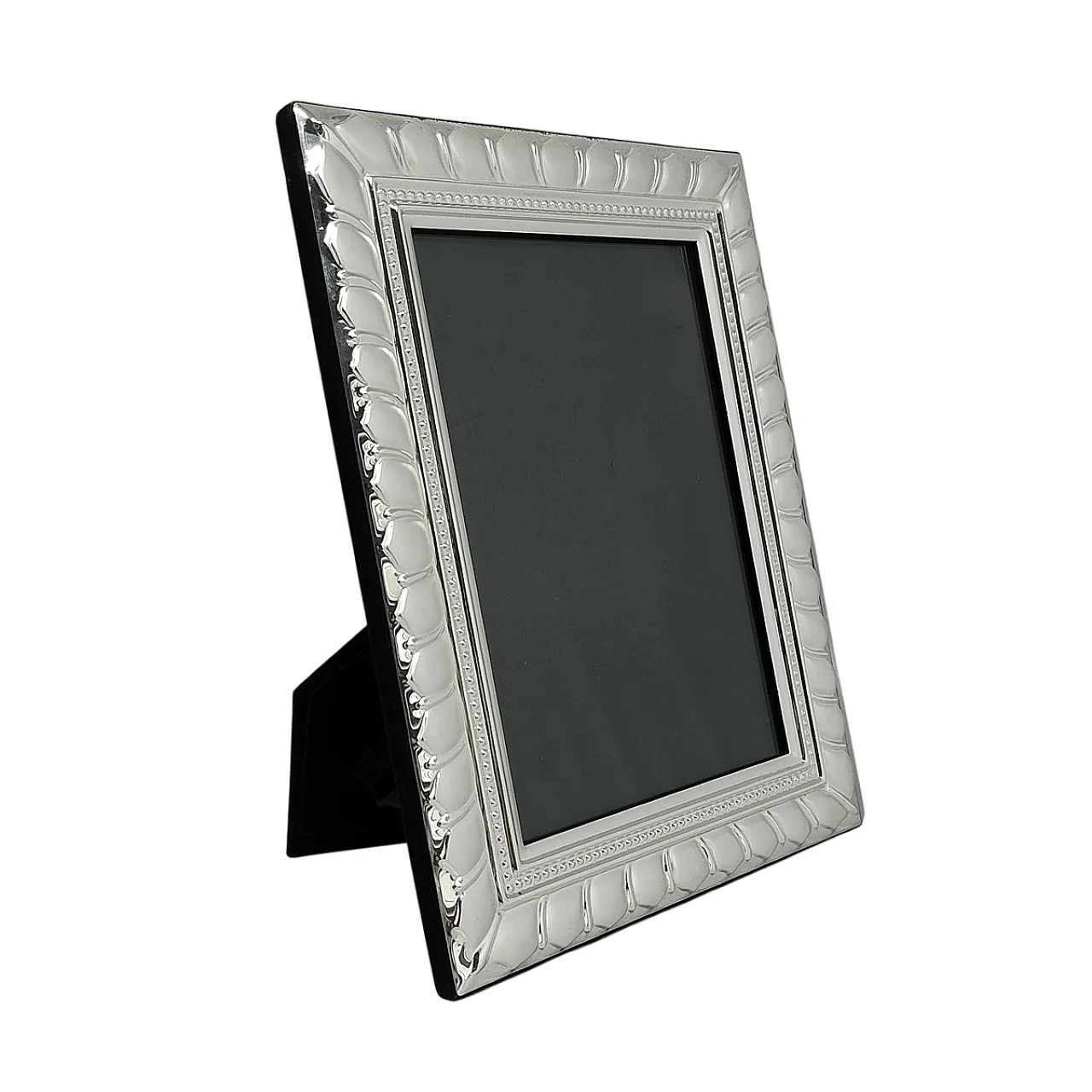 Porte-photo Rectangulaire Vintage Années 70 En Métal Argenté
