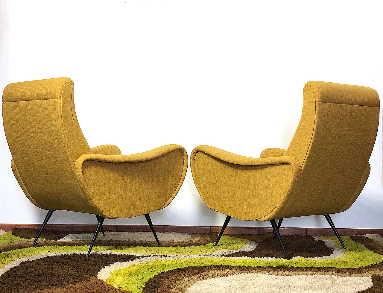 Pair of Lady armchairs in Marco Zanuzo style, 50s 10