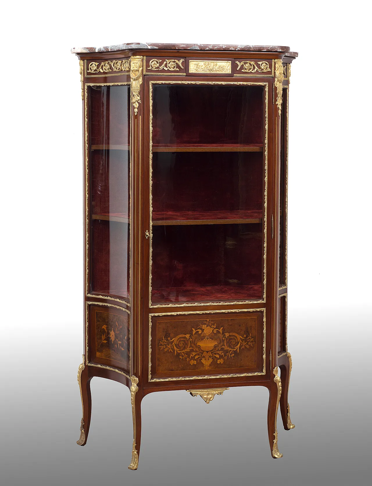 Glass cabinet Napoleon III French in mahogany, 19th century 1
