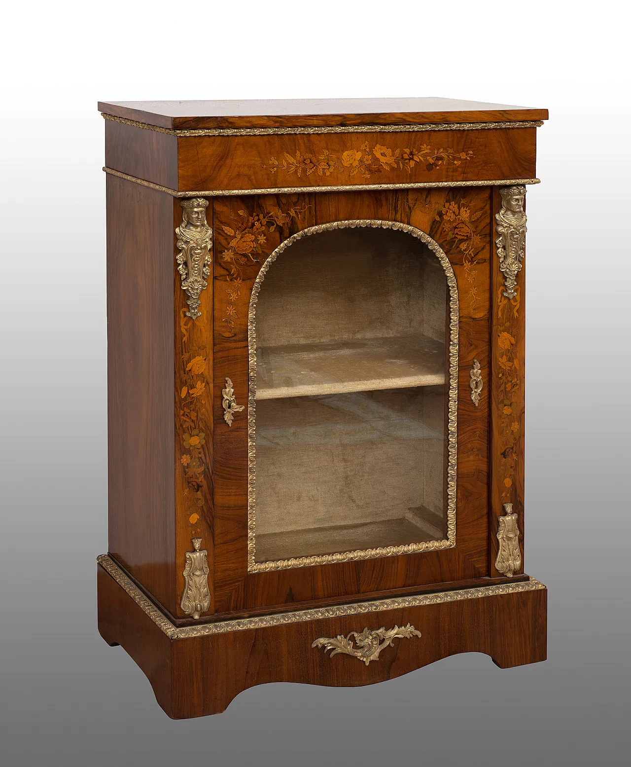 Vetrina Vittoriana Inglese in radica di noce, '800 1