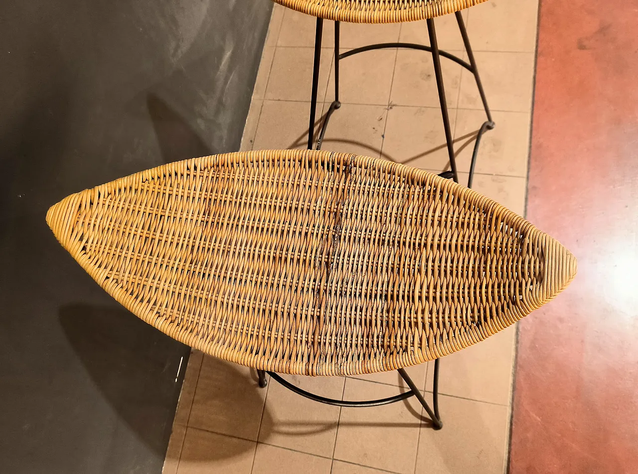 Pair of Banana stools by Tom Dixon in metal and banana fiber, 1990s 3