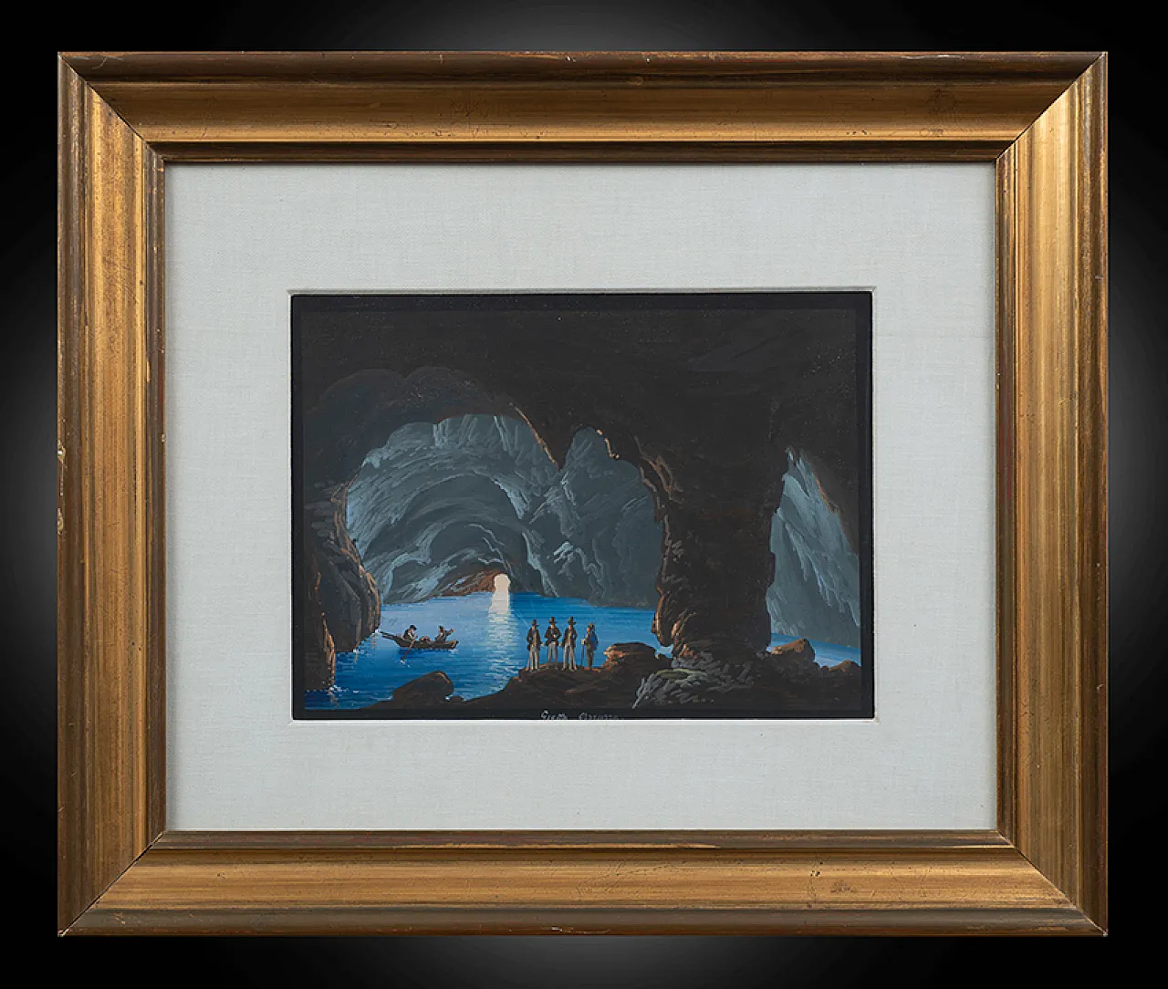 Tempera su cartoncino "Gouaches" raffigurante la grotta di Capri, '900 1