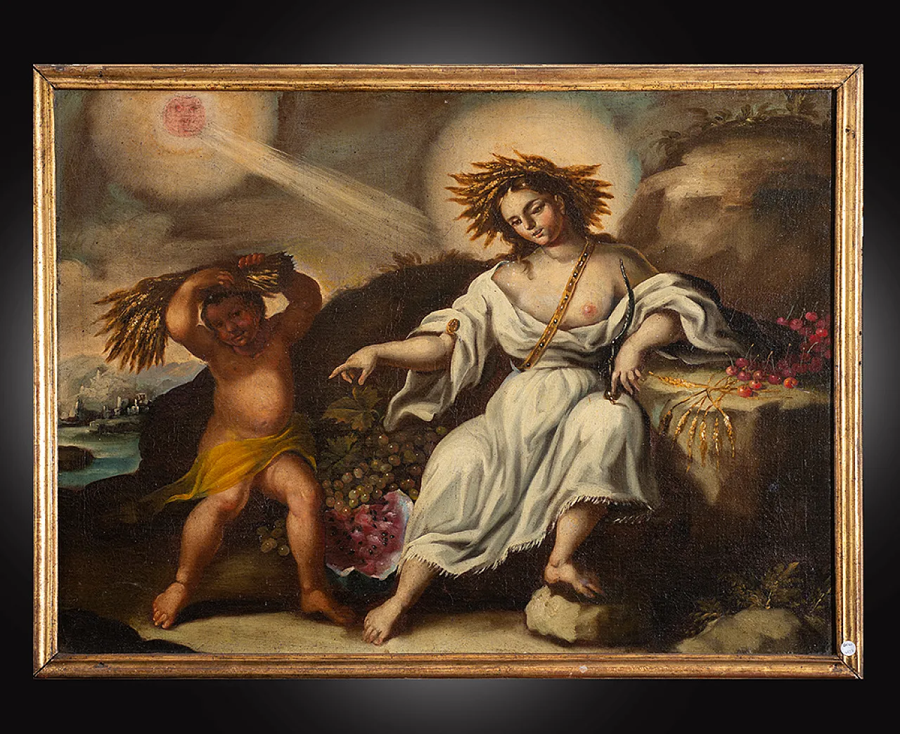 Neapolitan painting oil on canvas allegory, 18th century 1