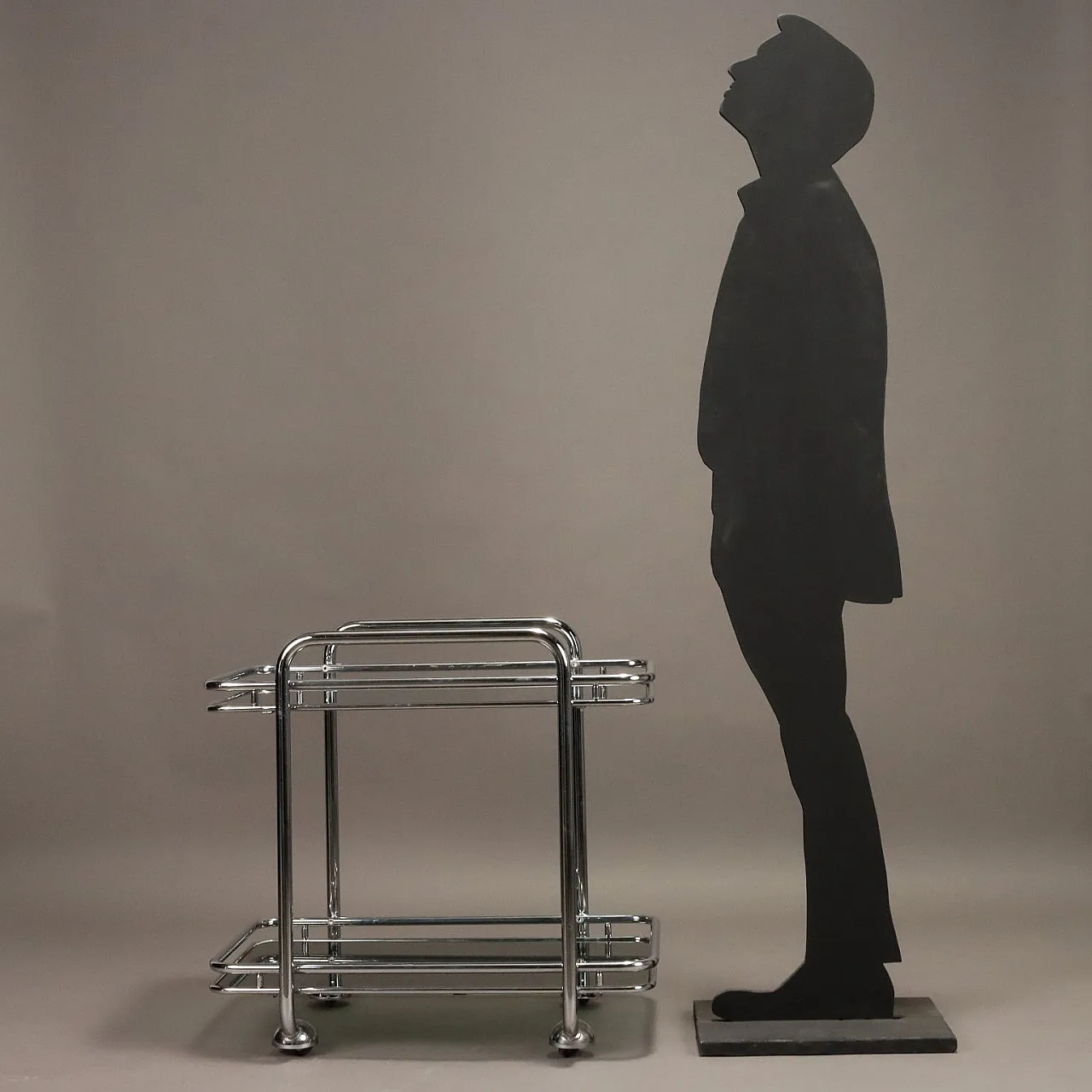 Carrello da cucina in metallo e vetro, anni '70 2