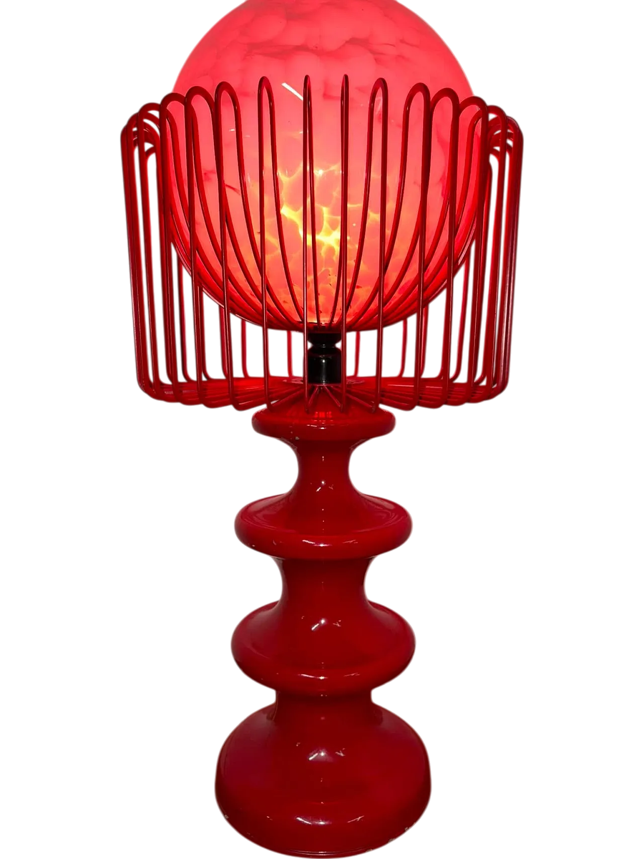 Red table metal lamp, 70s 11