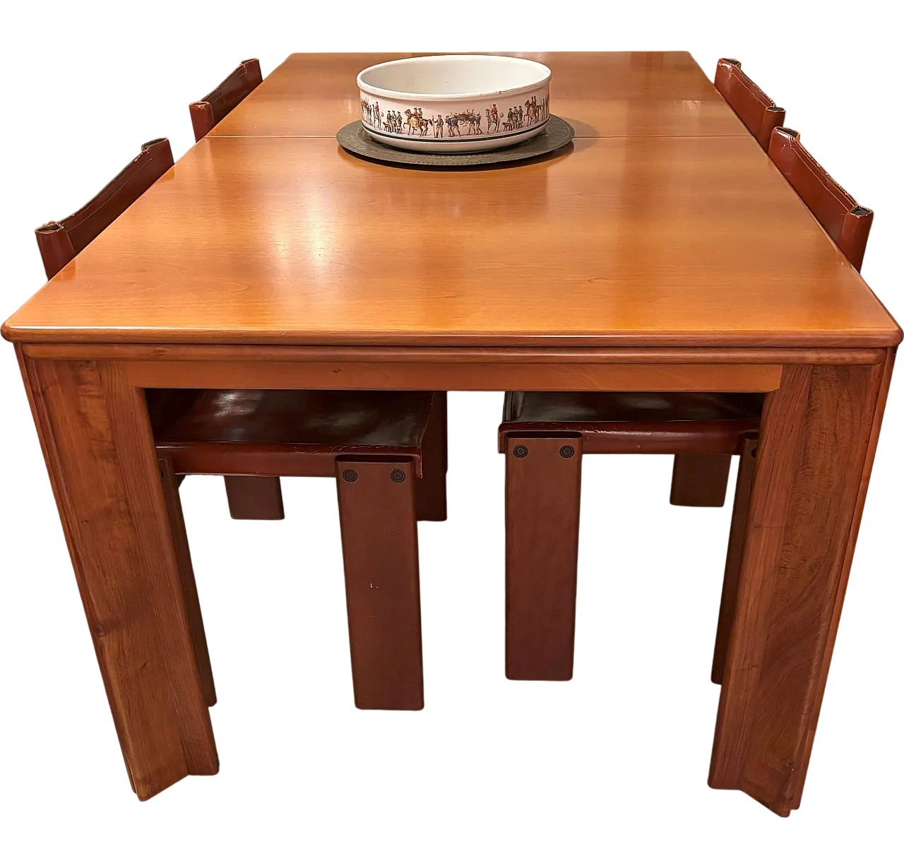 Table Mou 4 Monk chairs by Afra & Tobia Scarpa for Molteni, 70s 10