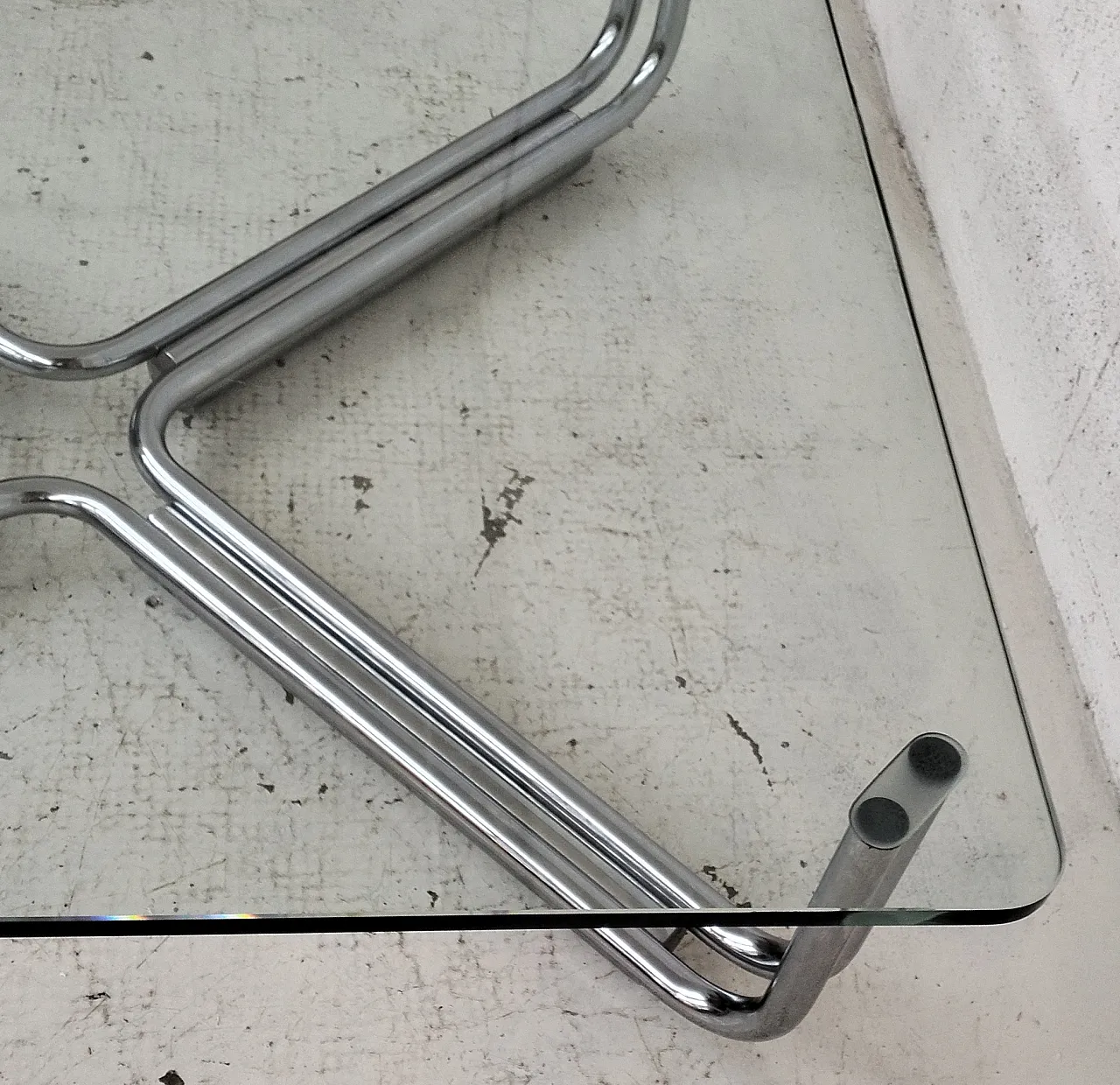 Steel chromed glass coffee table 784 by G. Frattini for Cassina, 70s 8