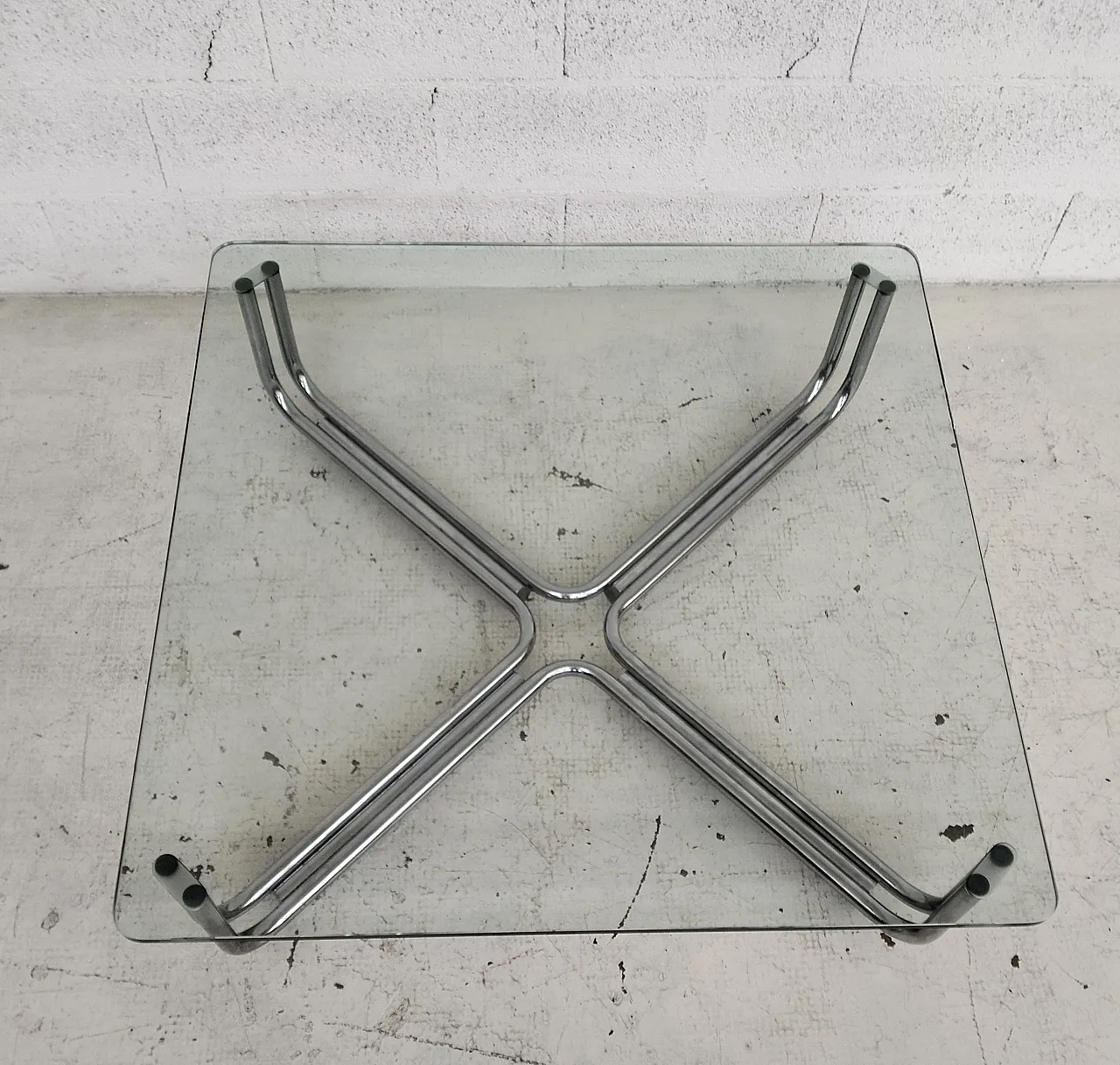 Steel chromed glass coffee table 784 by G. Frattini for Cassina, 70s 9