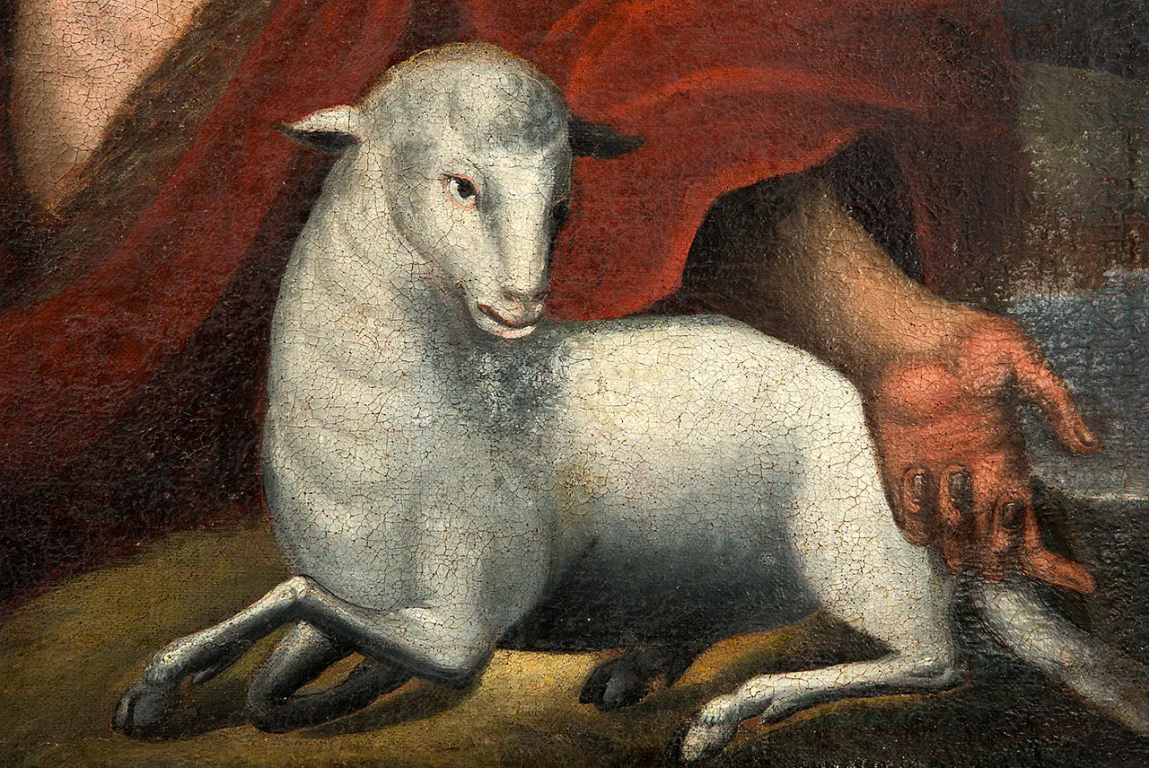 Dipinto olio su tela raffigurante San Giovanni Battista, '700 3