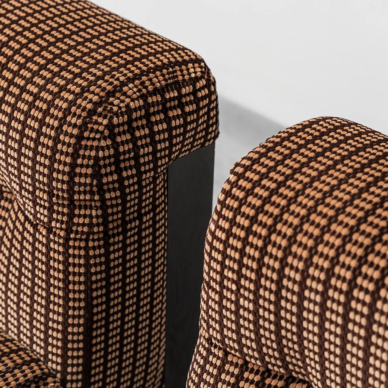 3 seater modular sofa in brown and wood velvet, 70s 3