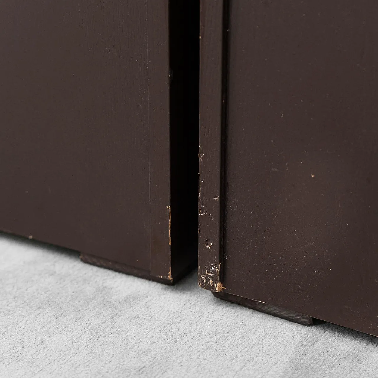 3 seater modular sofa in brown and wood velvet, 70s 10