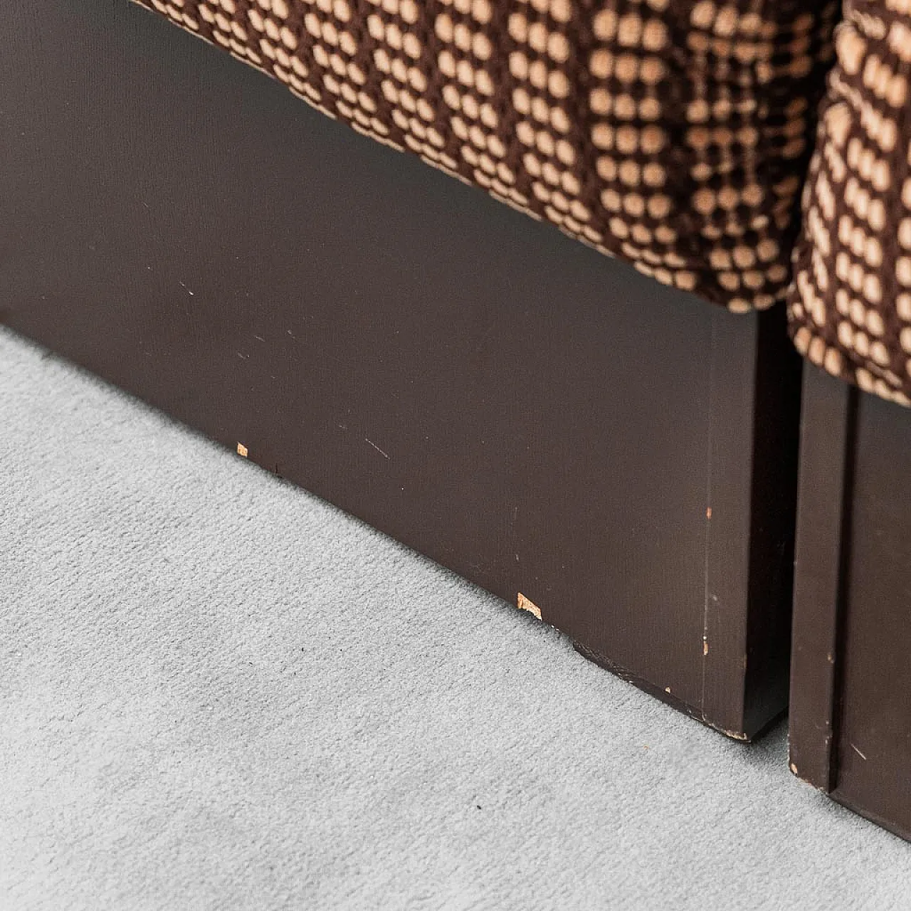 3 seater modular sofa in brown and wood velvet, 70s 11