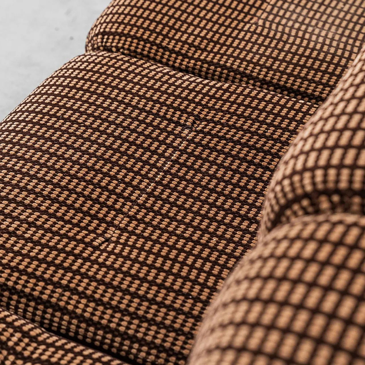 3 seater modular sofa in brown and wood velvet, 70s 12