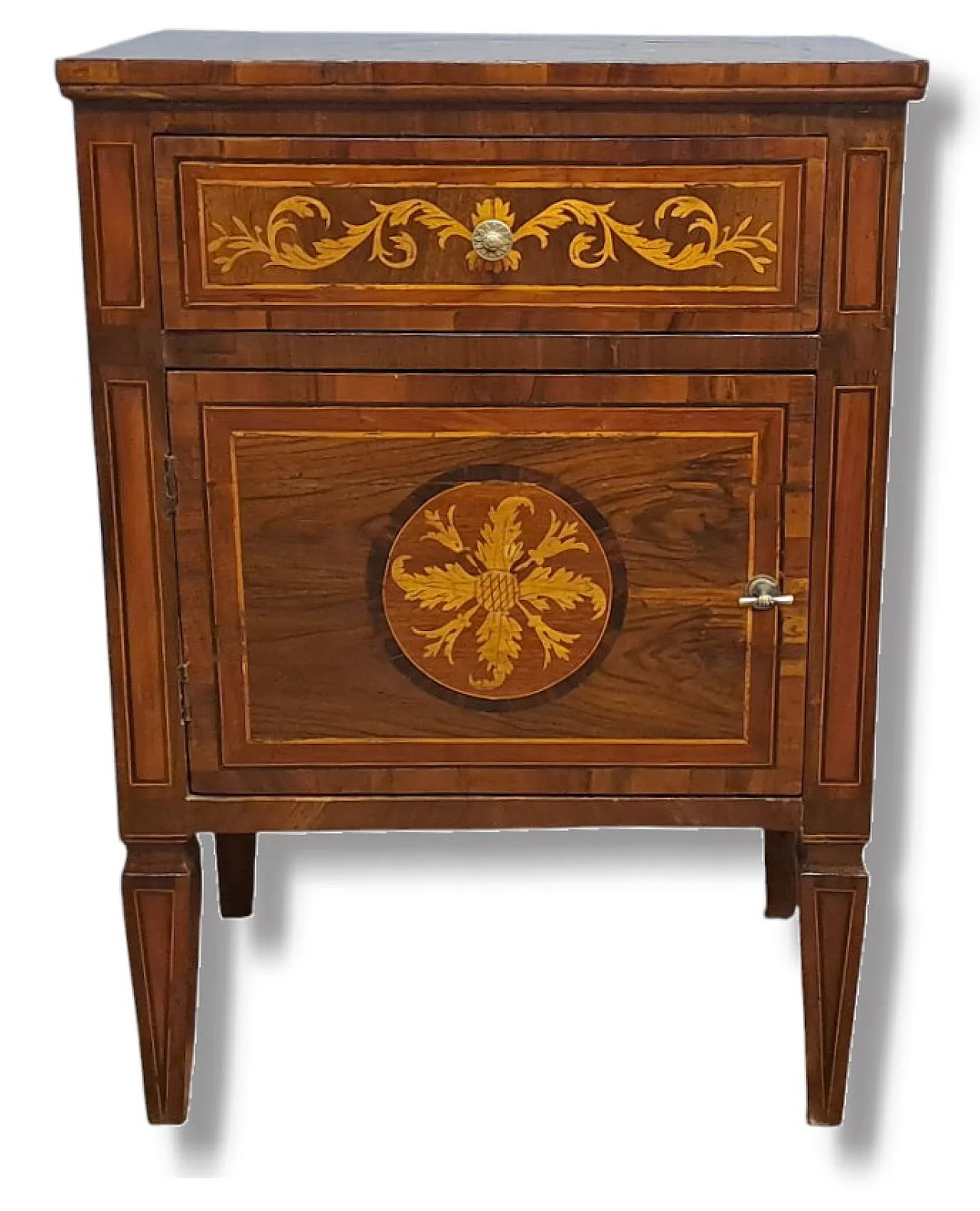 Comodino intarsiato, Lombardia, '700 1