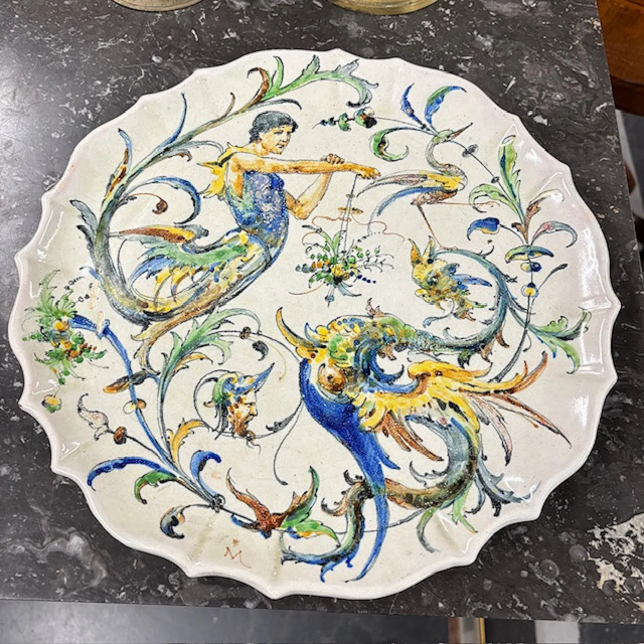 Piatto maiolica  Angelo Minghetti Bologna, fine '800 1