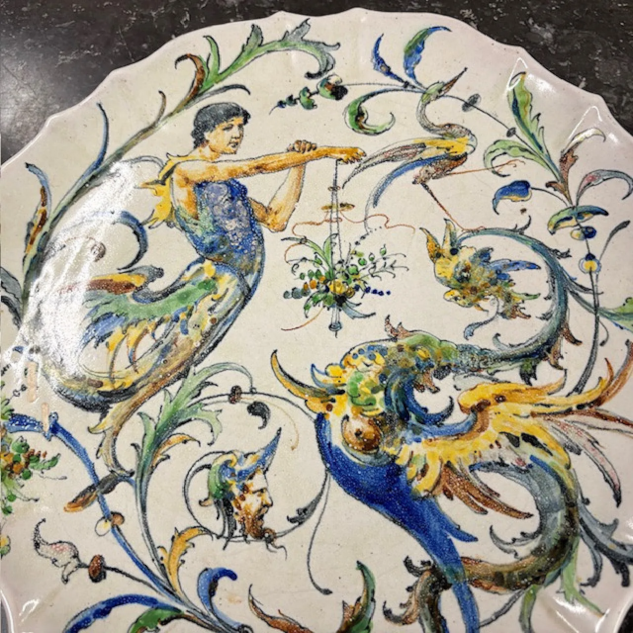 Piatto maiolica  Angelo Minghetti Bologna, fine '800 2