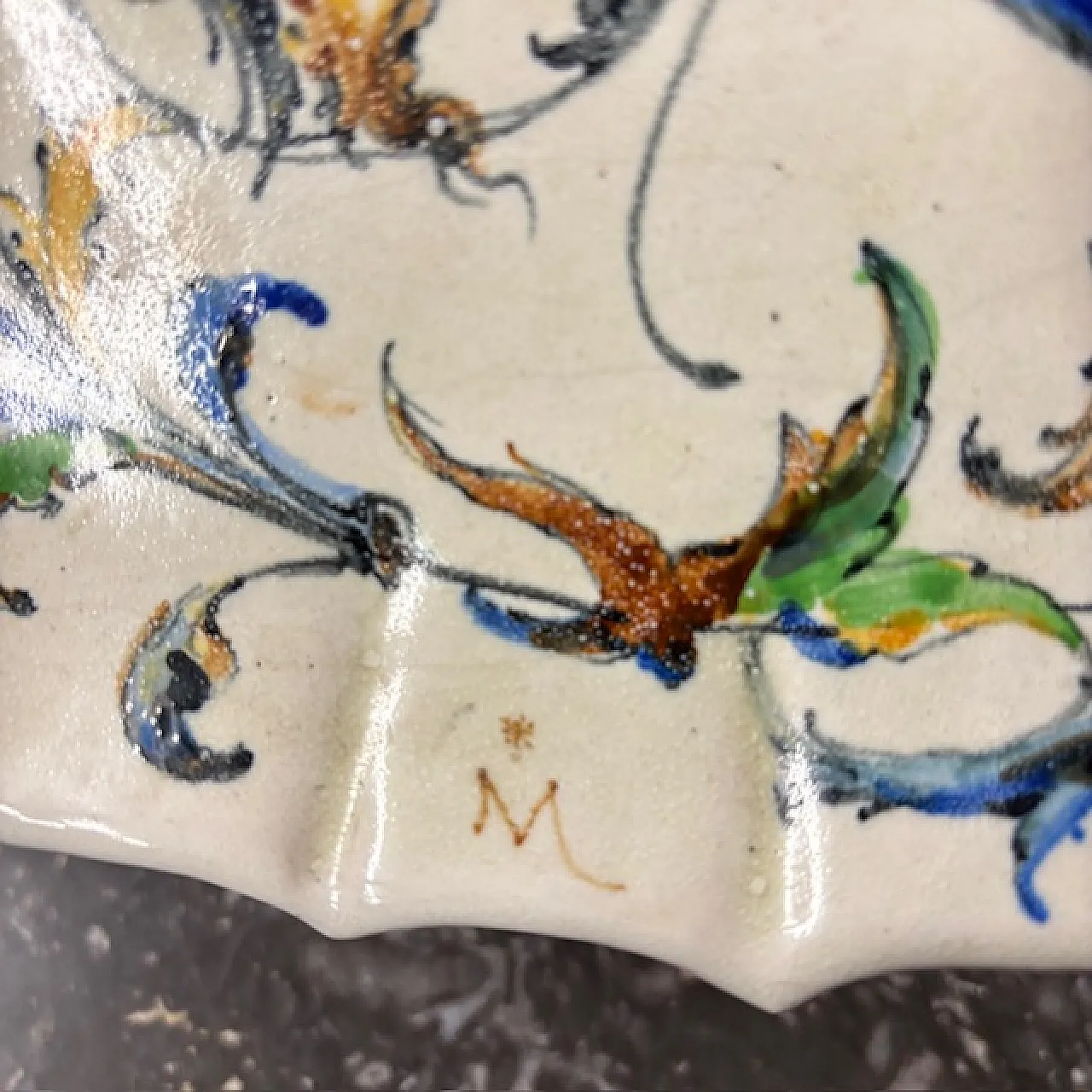 Piatto maiolica  Angelo Minghetti Bologna, fine '800 3