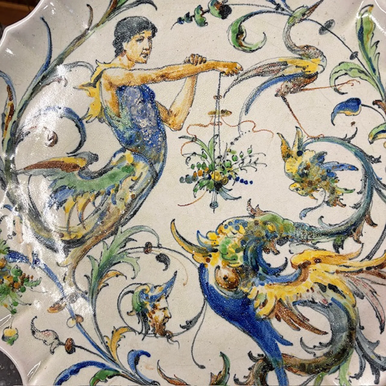 Piatto maiolica  Angelo Minghetti Bologna, fine '800 4
