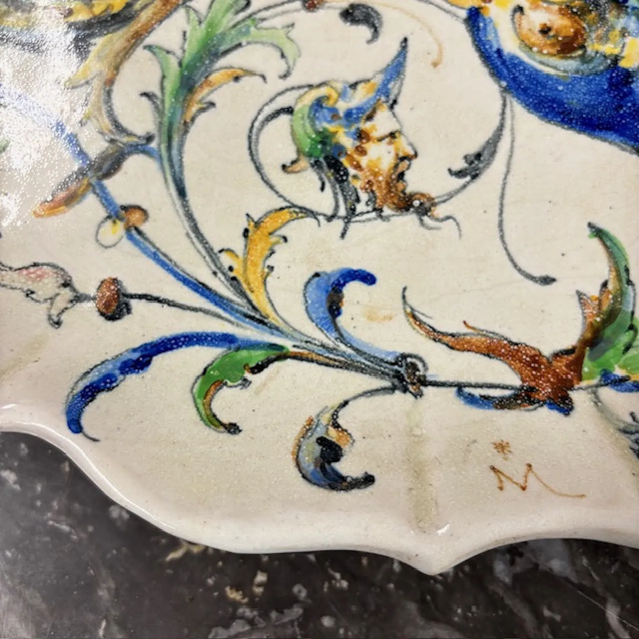 Piatto maiolica  Angelo Minghetti Bologna, fine '800 5