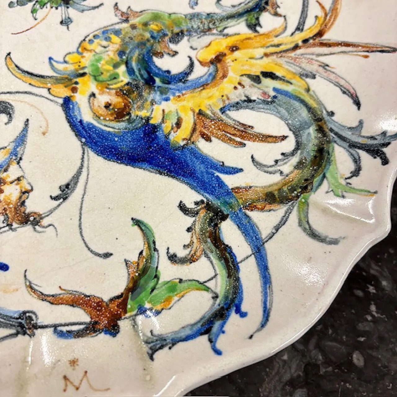 Piatto maiolica  Angelo Minghetti Bologna, fine '800 6