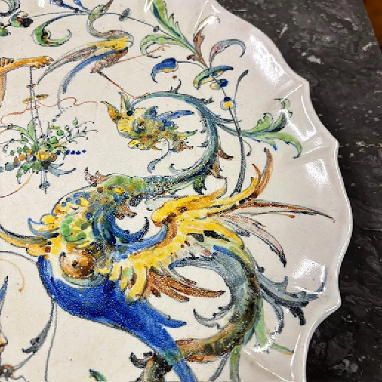 Piatto maiolica  Angelo Minghetti Bologna, fine '800 7