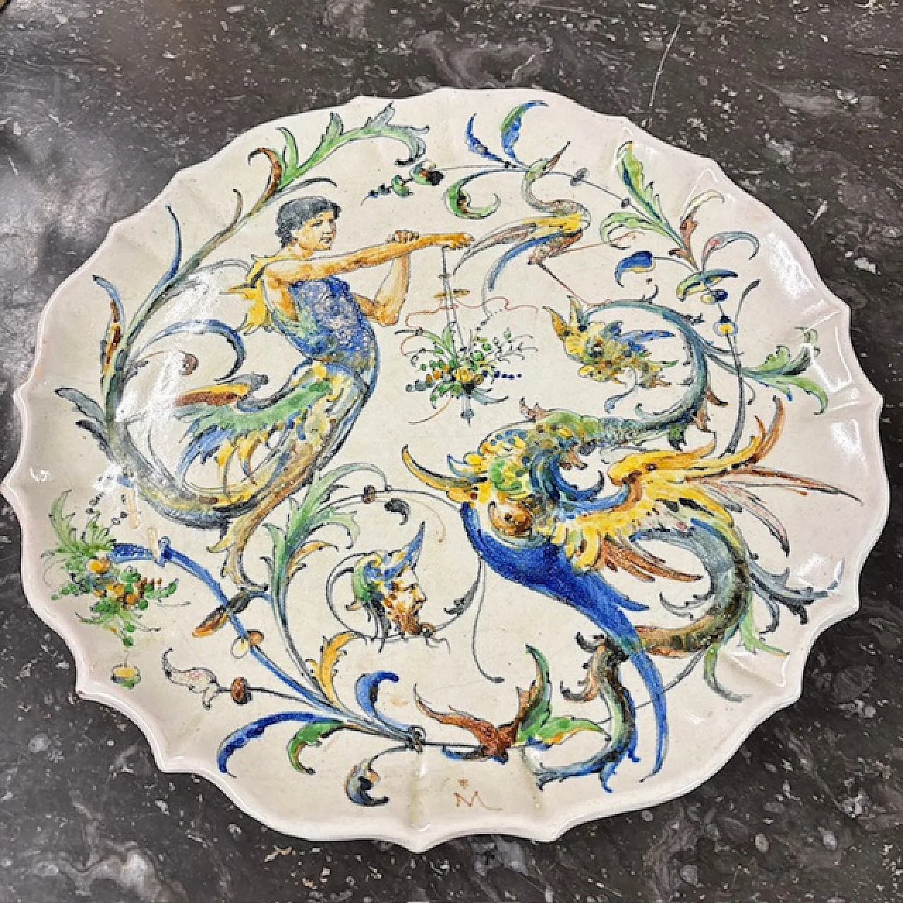 Piatto maiolica  Angelo Minghetti Bologna, fine '800 8