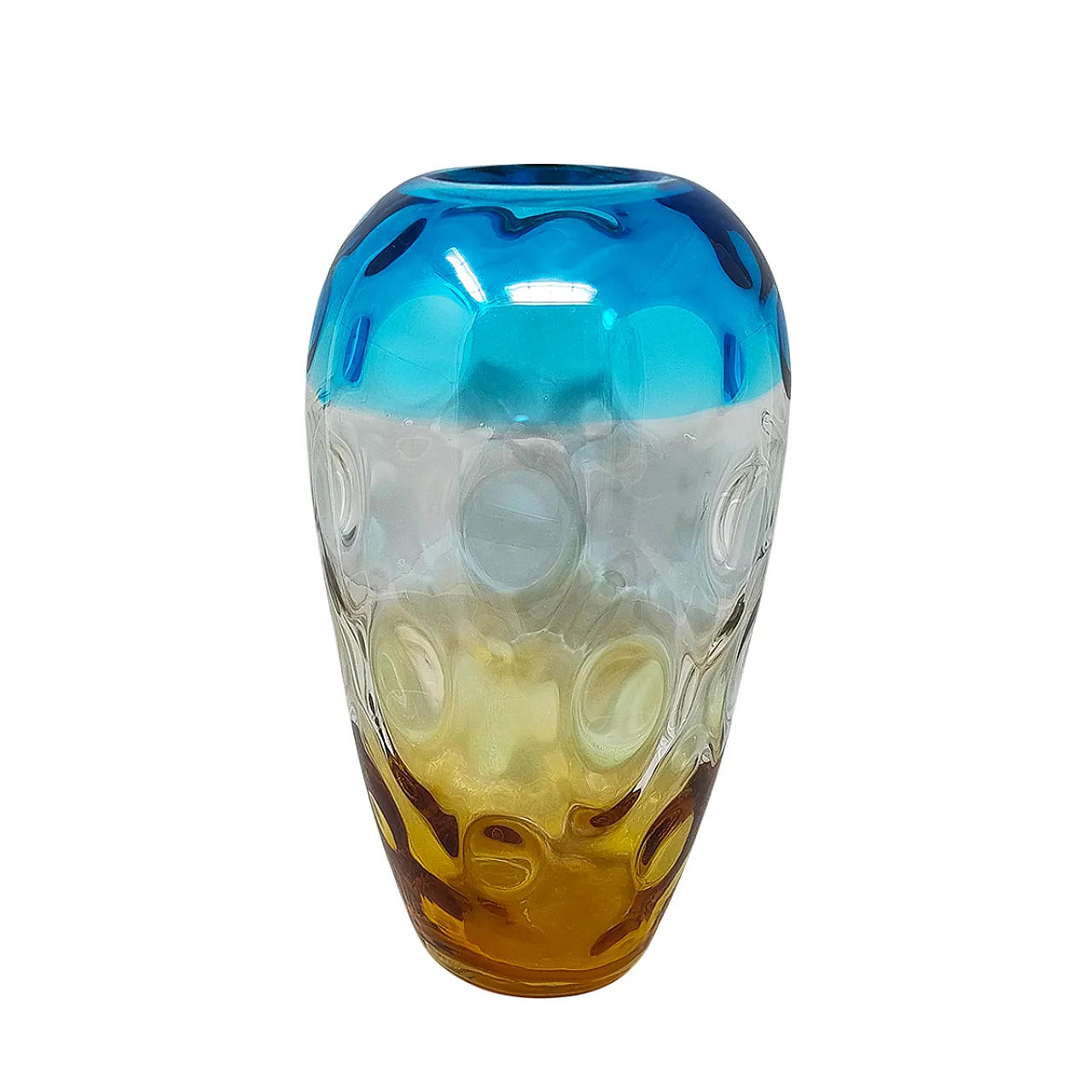 Blue and Amber Vase in Murano Glass by Ca dei Vetrai, 1970s 1