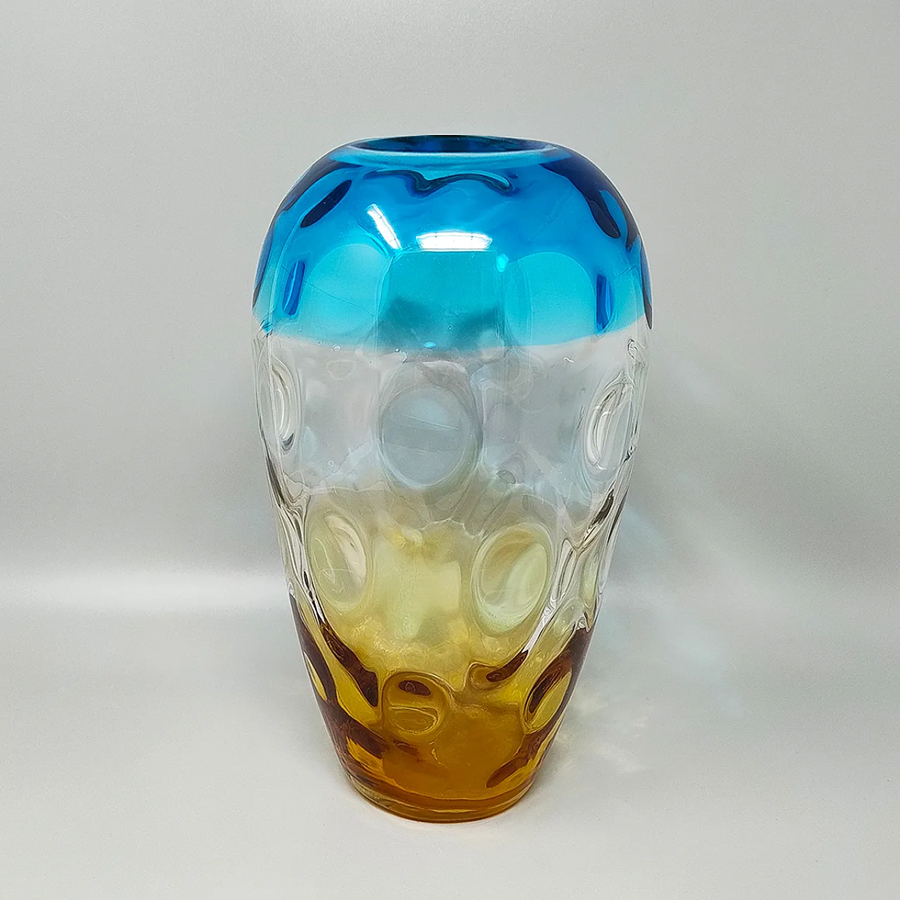 Blue and Amber Vase in Murano Glass by Ca dei Vetrai, 1970s 2
