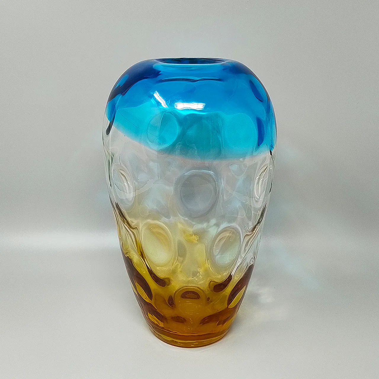 Blue and Amber Vase in Murano Glass by Ca dei Vetrai, 1970s 3