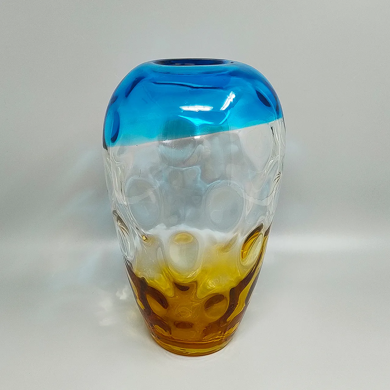 Blue and Amber Vase in Murano Glass by Ca dei Vetrai, 1970s 5