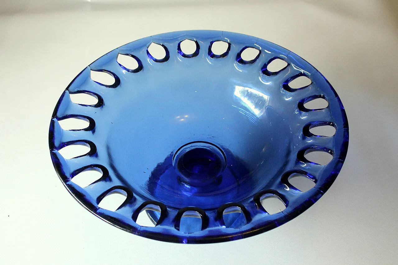 Ciotola da porzione di vetro blu kobalt, anni '70 2