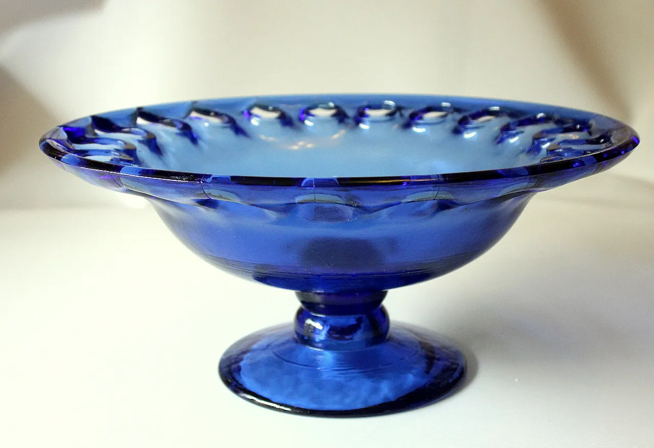 Ciotola da porzione di vetro blu kobalt, anni '70 3