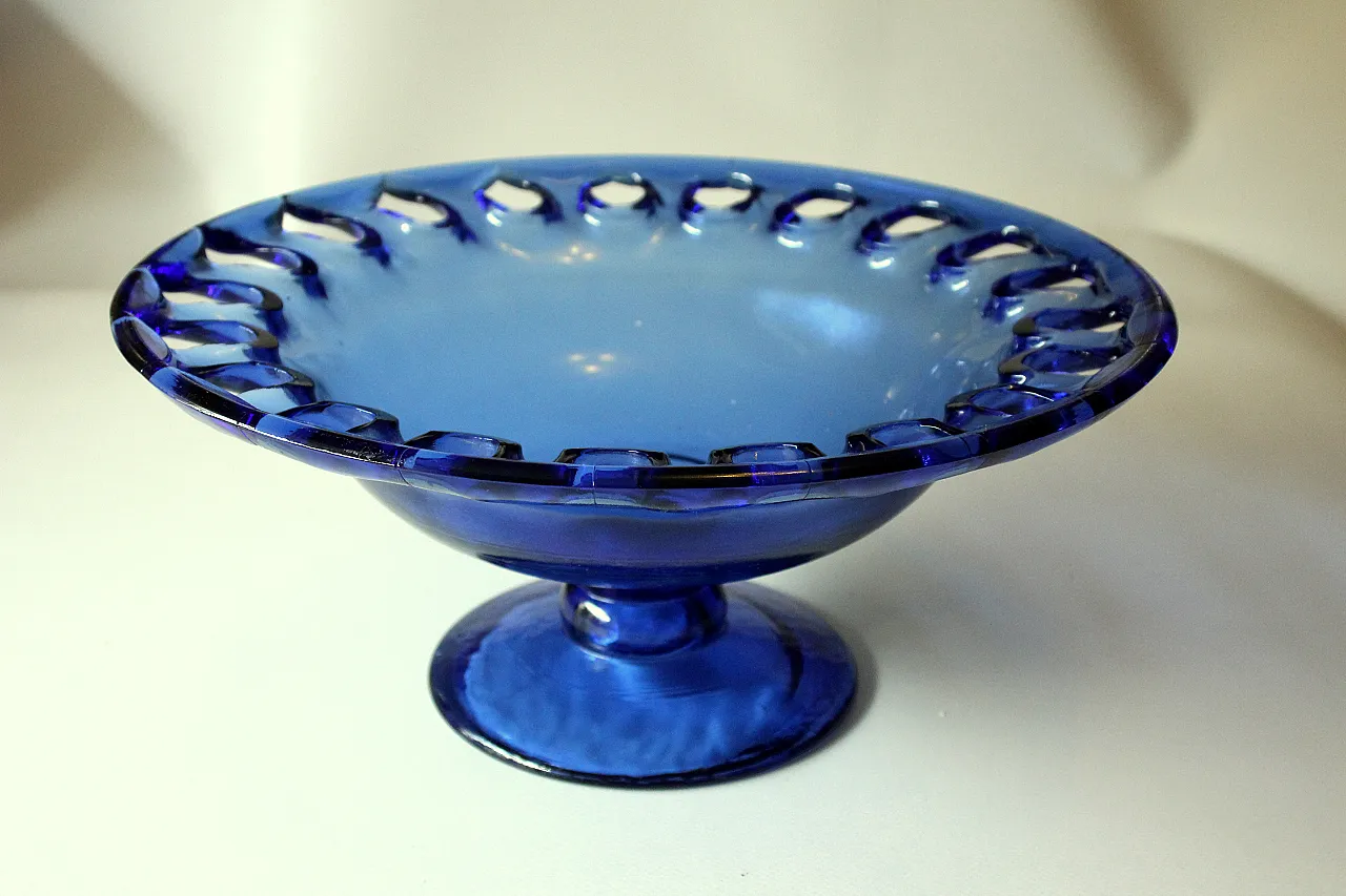 Ciotola da porzione di vetro blu kobalt, anni '70 4