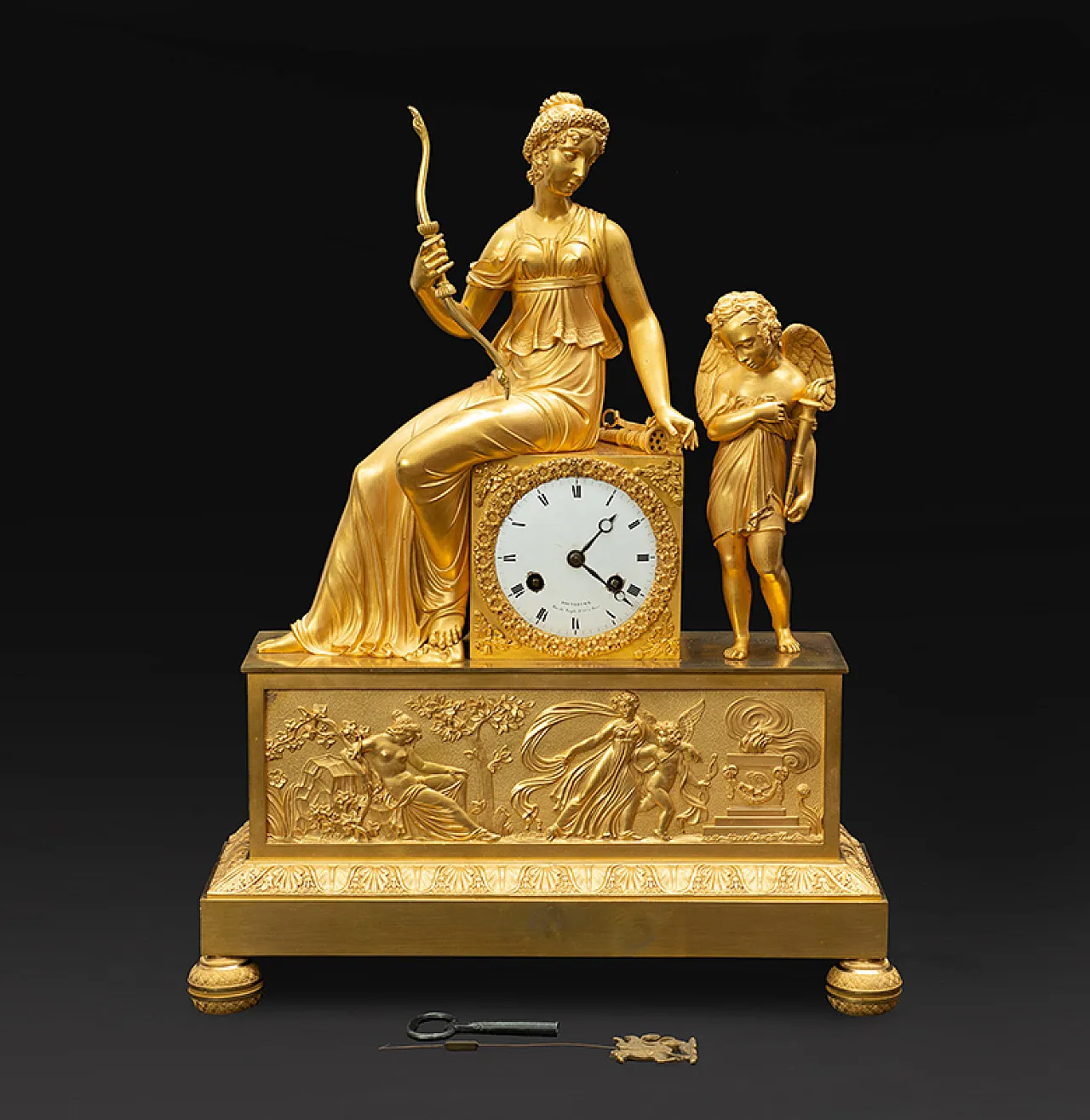 French Empire in finely chiseled golden bronze, 19th century 1