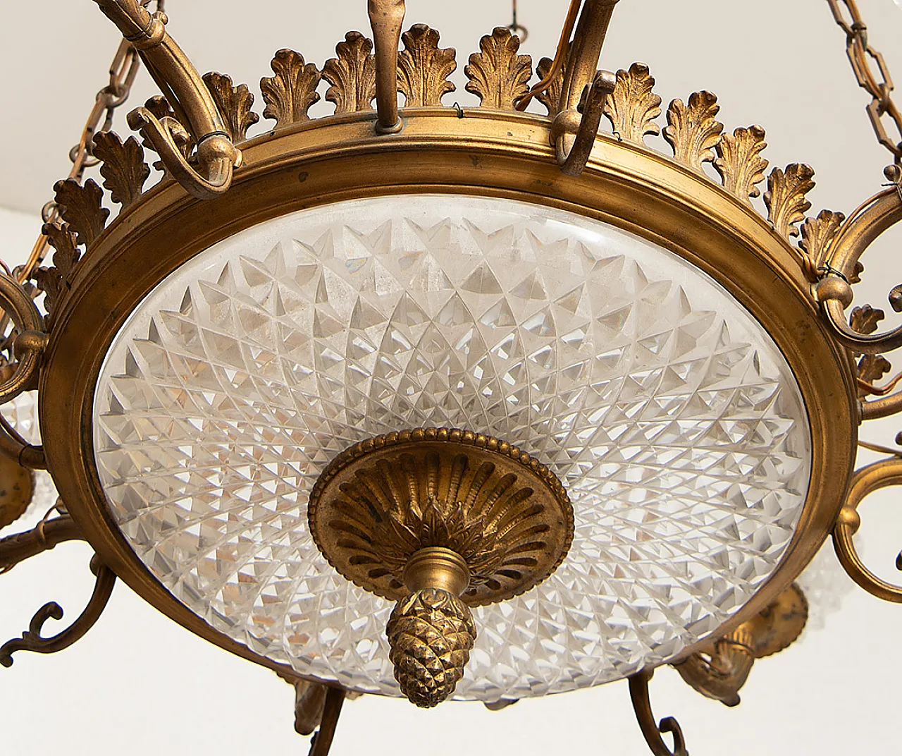 Lampadario Napoleone III Francese in bronzo dorato e cristallo, '800 2