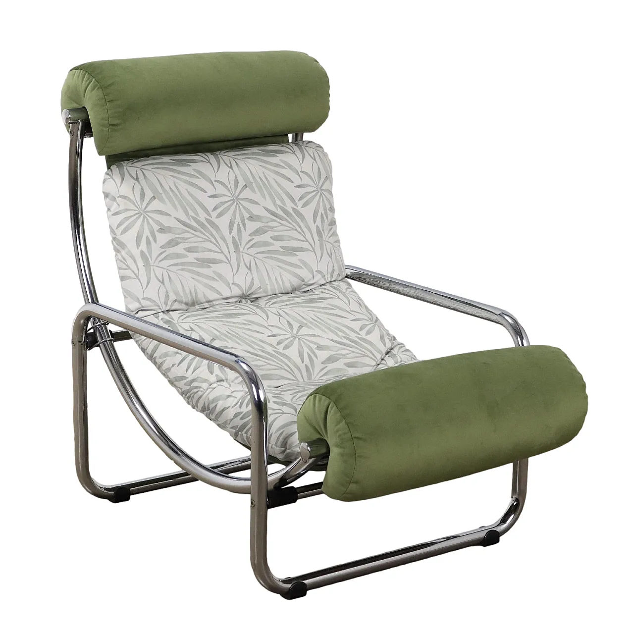Chromed Jungle Collection armchair in velvet,  1960s 1