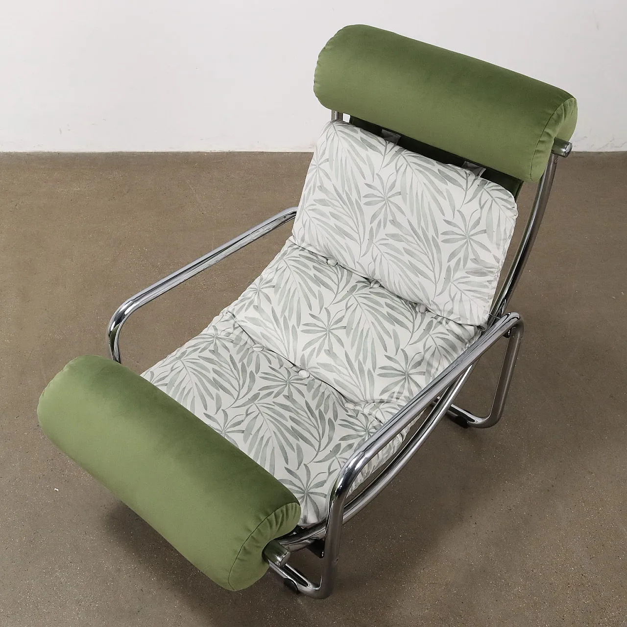 Chromed Jungle Collection armchair in velvet,  1960s 7