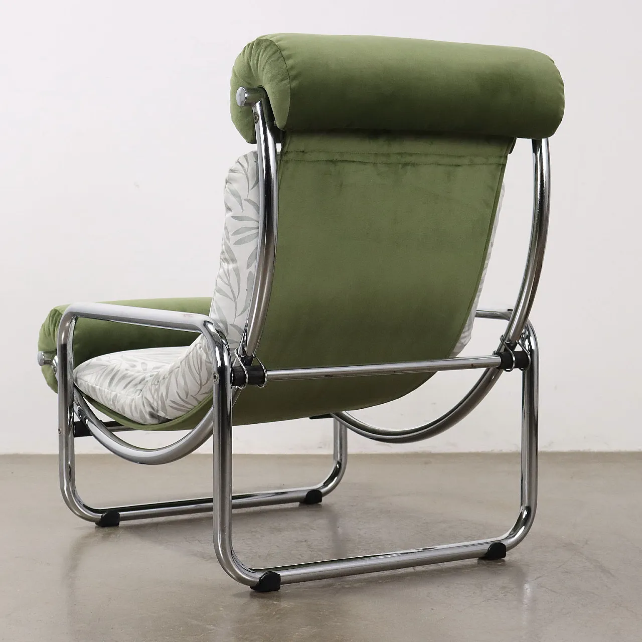 Chromed Jungle Collection armchair in velvet,  1960s 8