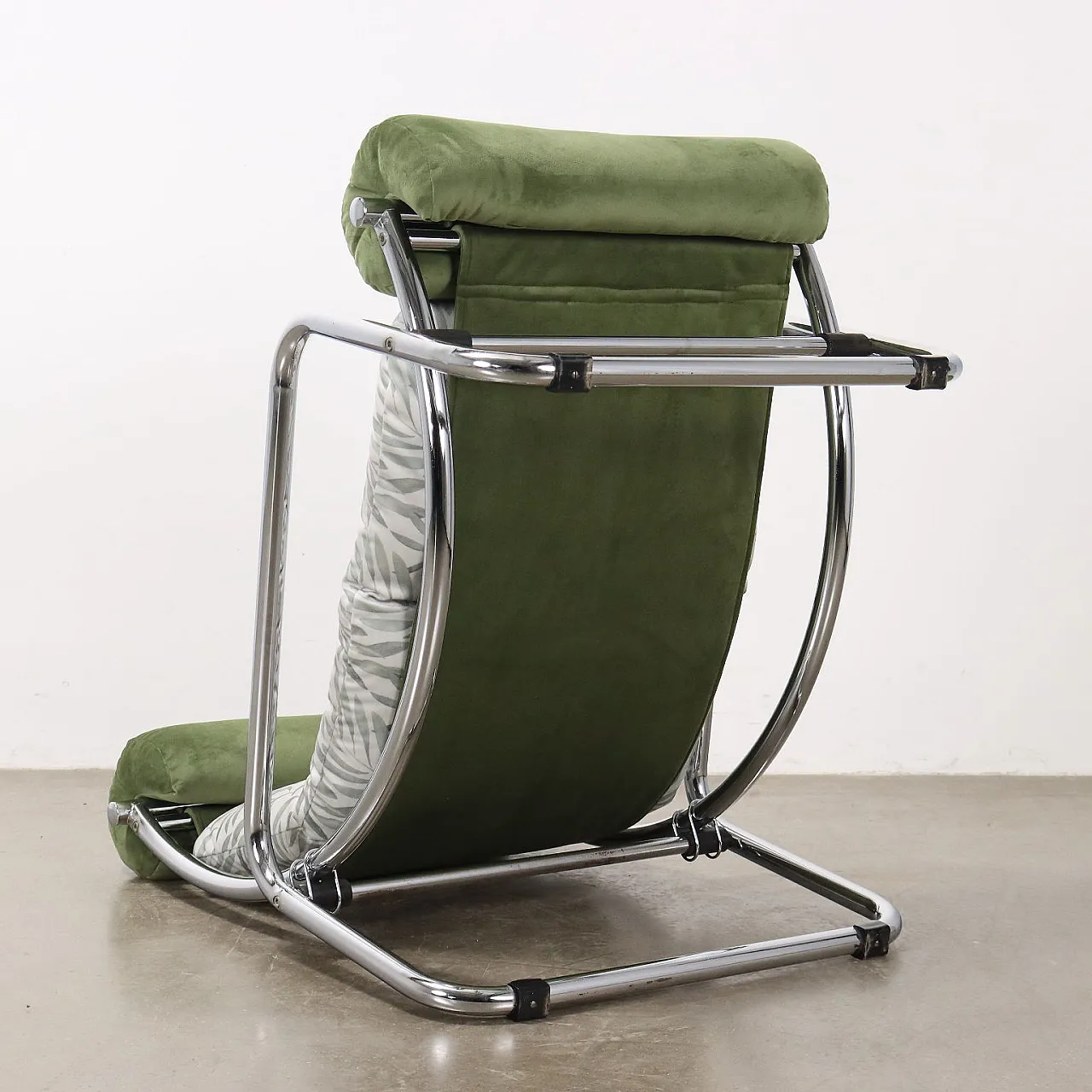 Chromed Jungle Collection armchair in velvet,  1960s 9