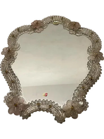 Piccolo specchio da tavolo in vetro veneziano di Murano, anni '70